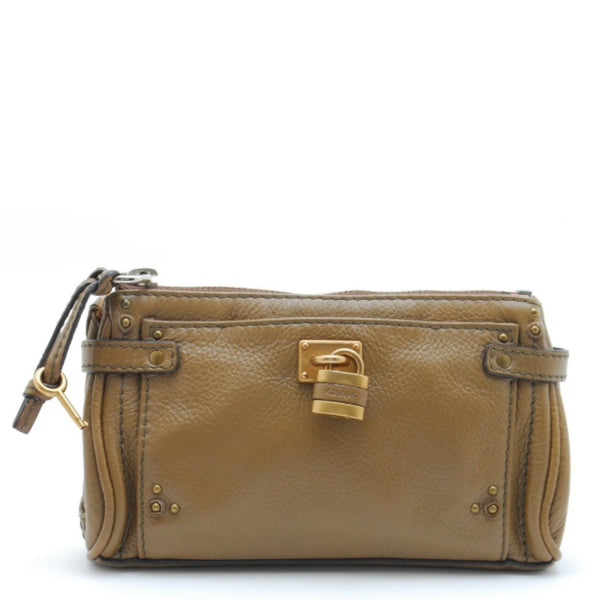 Chloé Paddington Pouch Clutch - Beige, Leather 