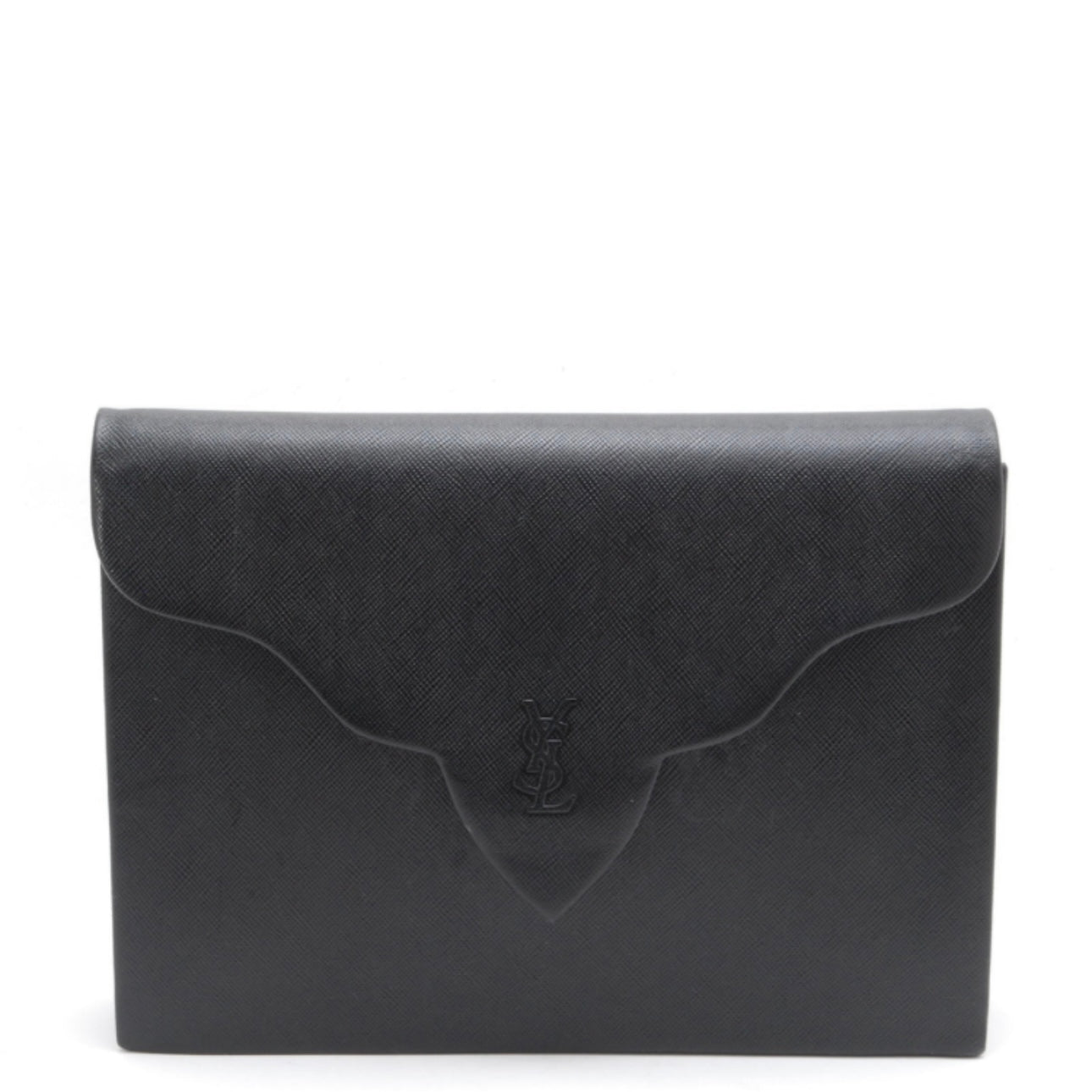 Saint Laurent Yves Clutch Hand Bag - Black, Leather