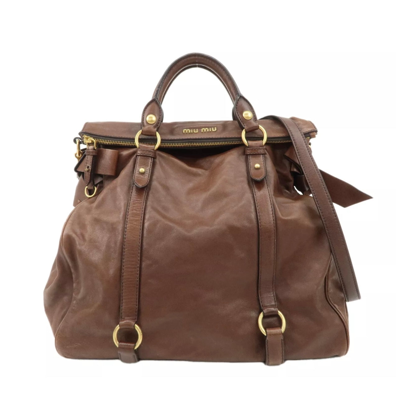 MIU MIU Leather Shoulder Bag Brown