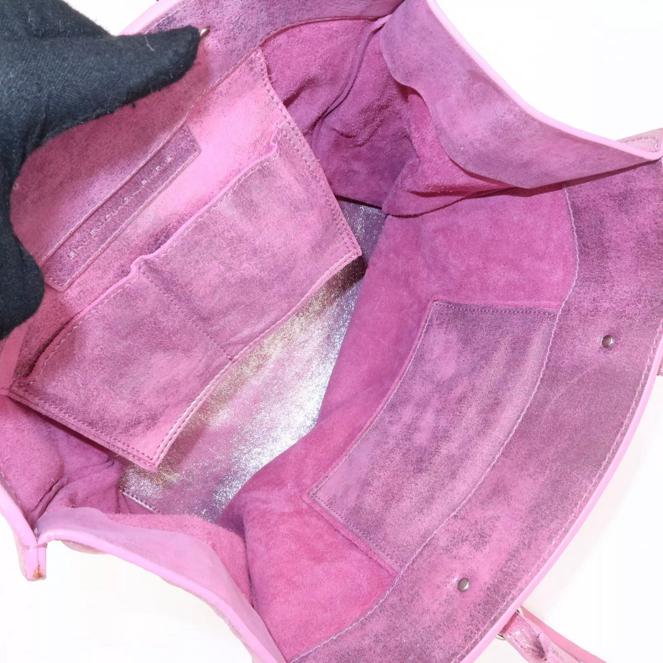 The Paper Leather Tote Bag Metallic Pink