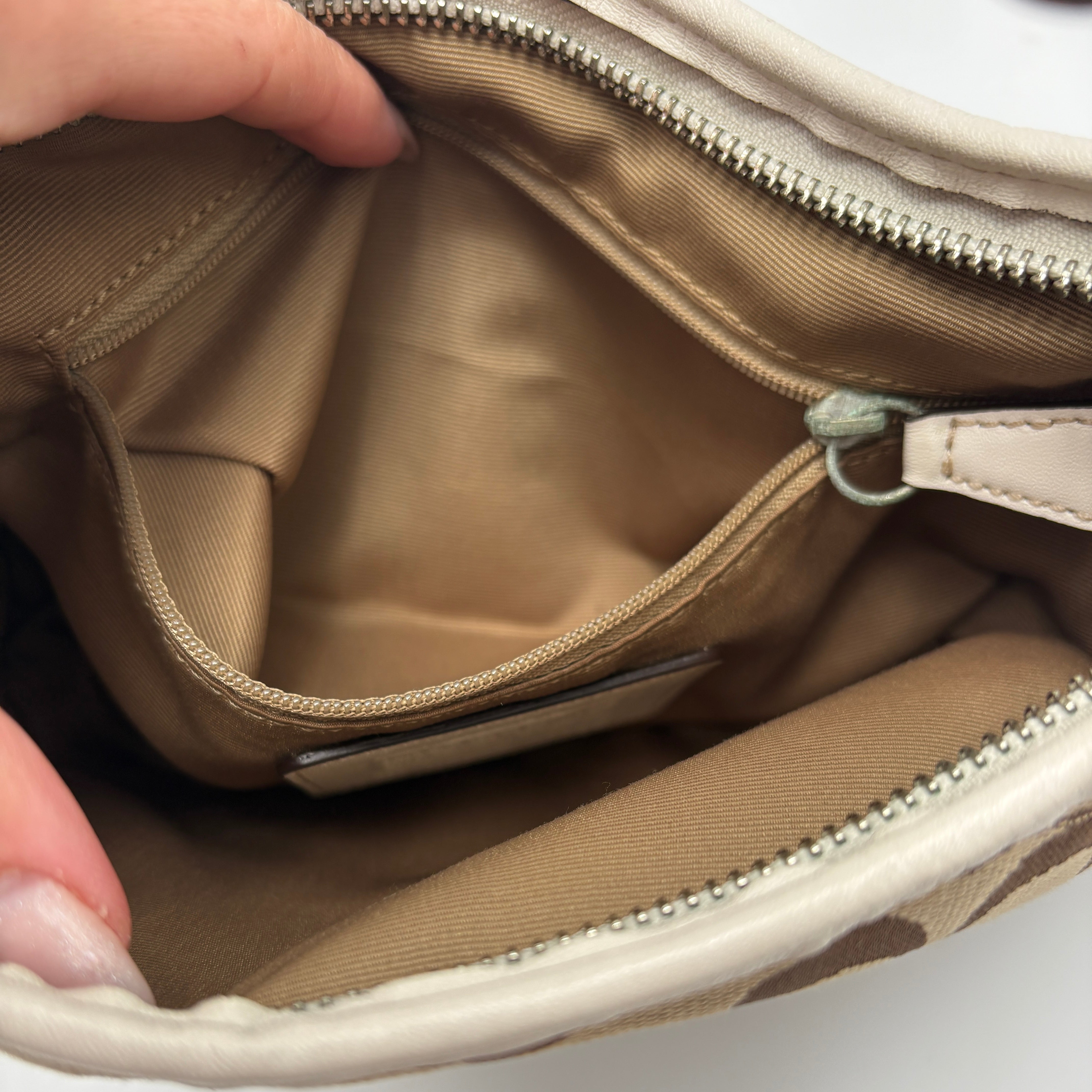 Coach Signature white hobo bag