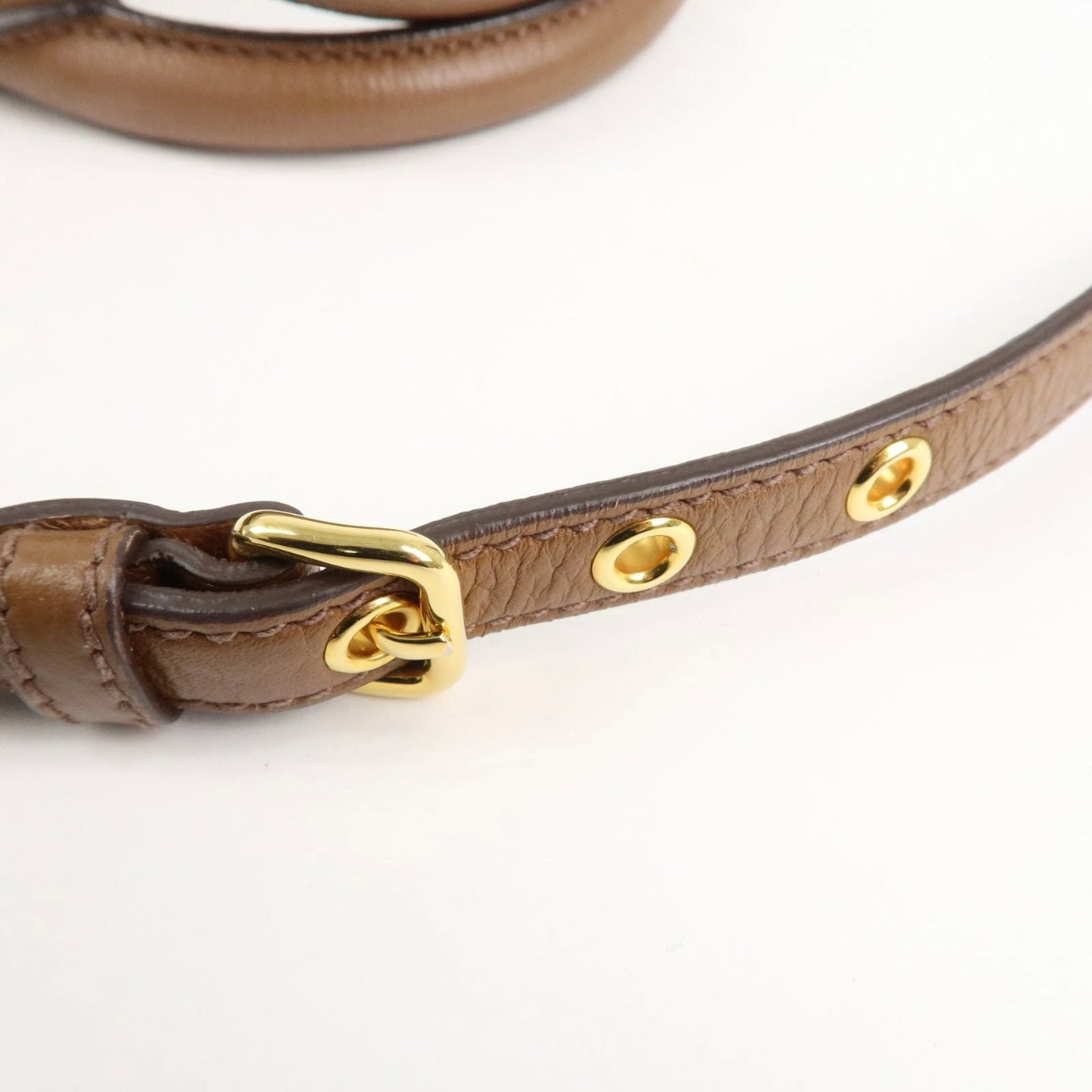 MIU MIU Vitello Phenix Leather Shoulder& Hand Bag Brown