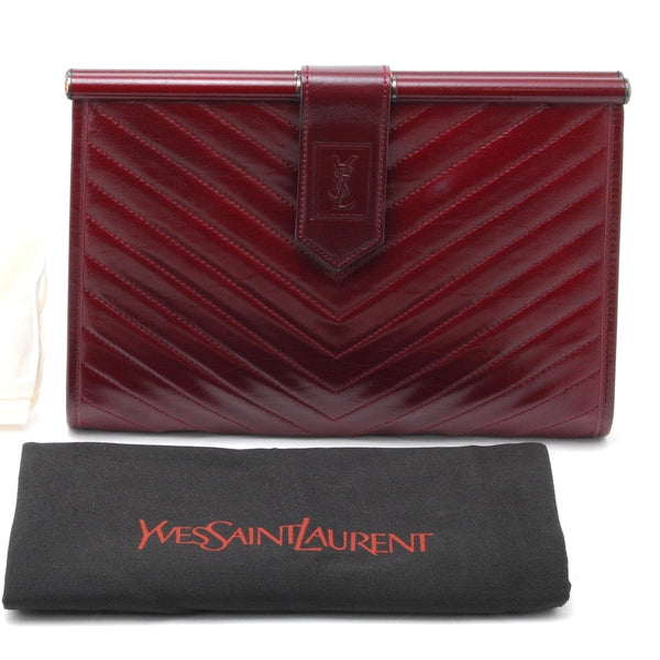 Saint Laurent Yves Clutch Bag - Red Bordeaux, Leather 