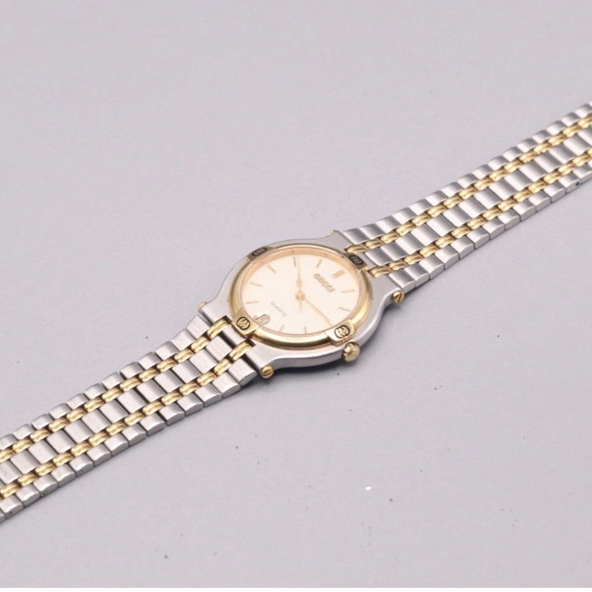 Vintage GUCCI 9000M Men's Quartz Watch Gold Dial Swiss Made