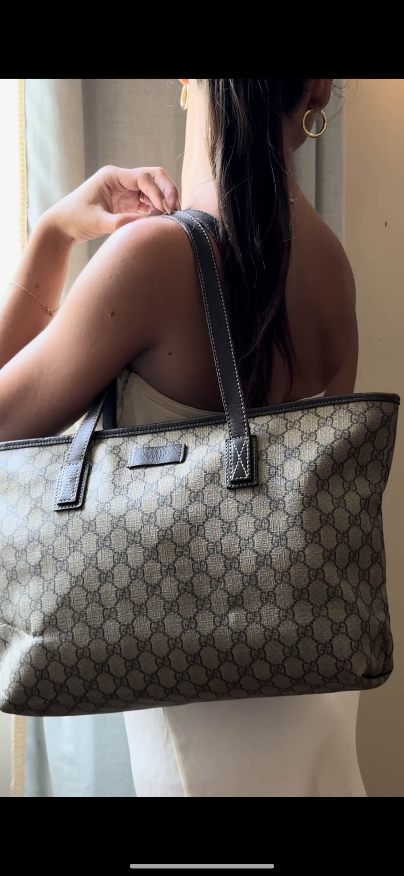 GG Supreme PVC Canvas and Leather Tote Bag