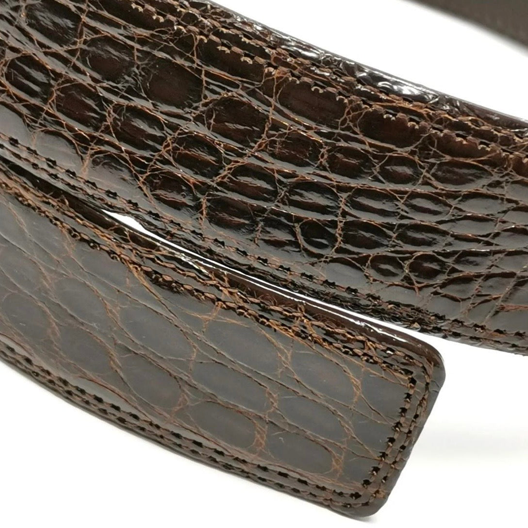 Saint Laurent Brown Croco Belt