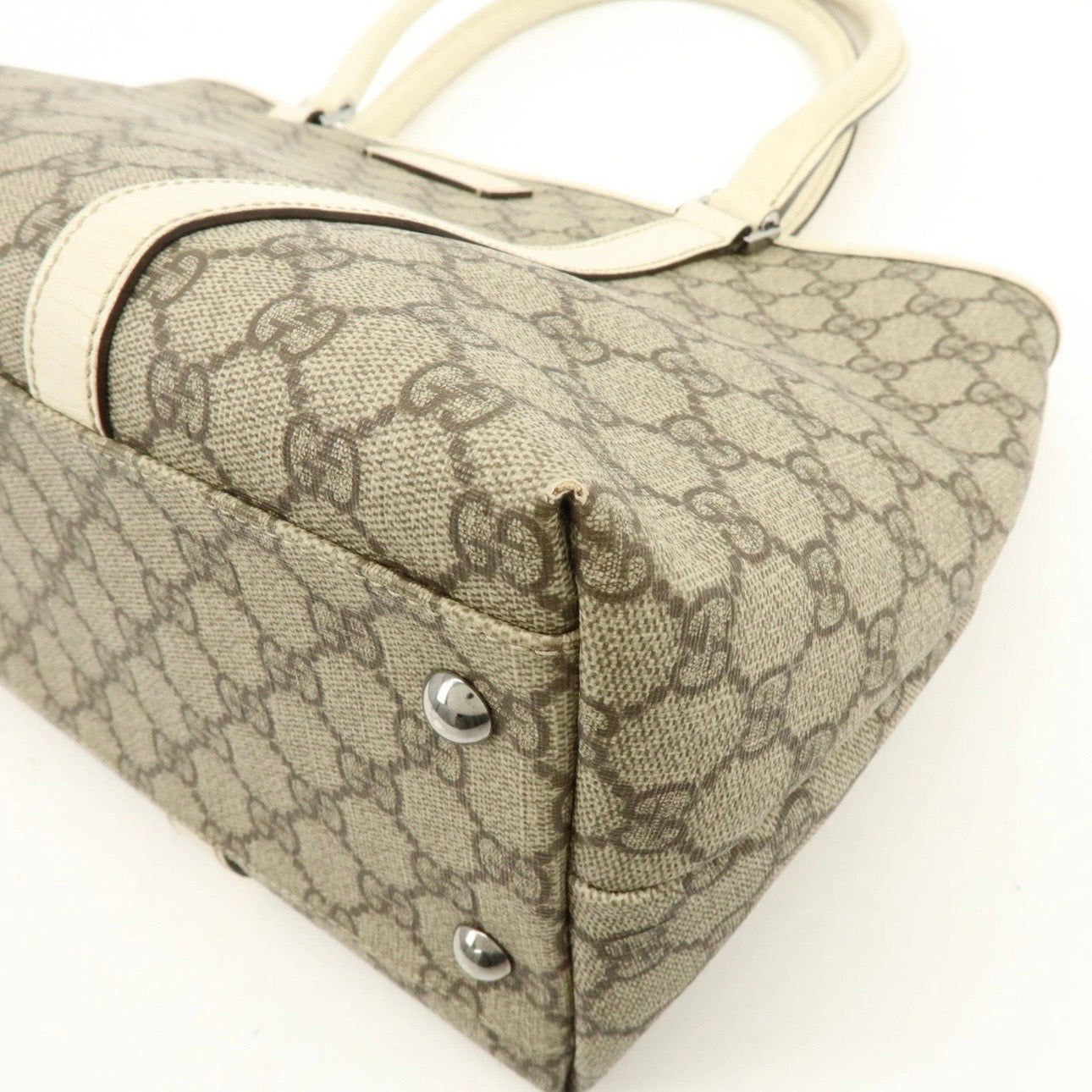 GUCCI GG Canvas Leather Shoulder Bag Tote Bag