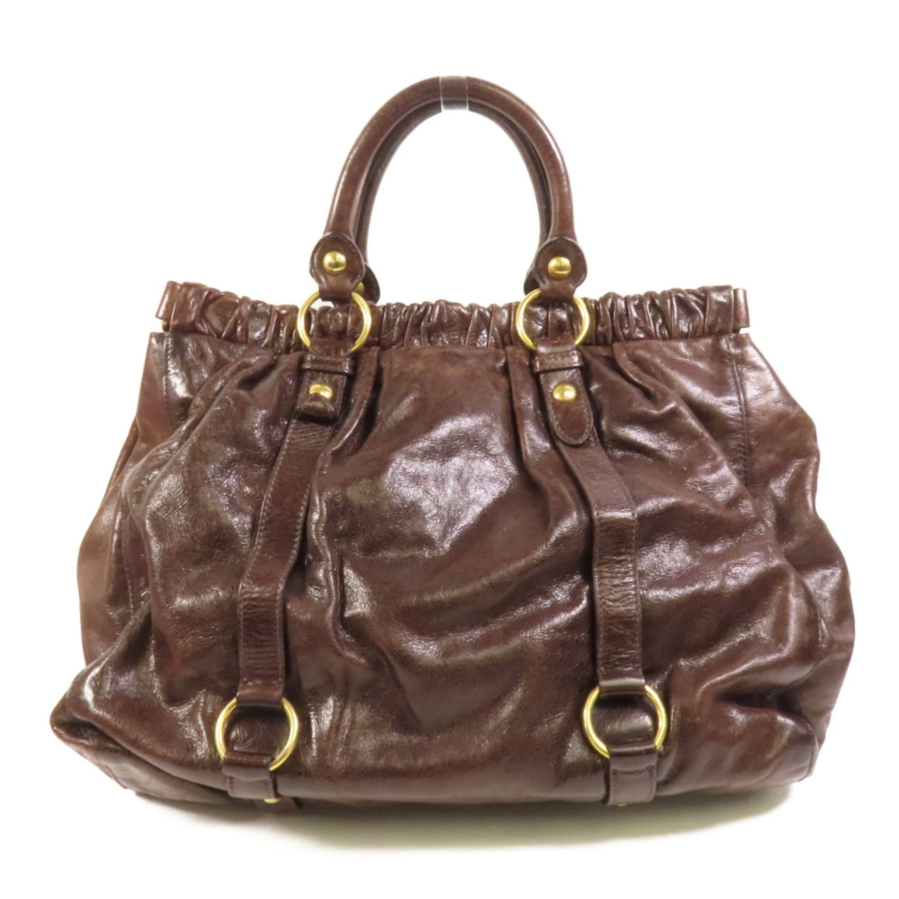Miu Miu GHW Vitello Lux Handbag Calfskin Leather Brown