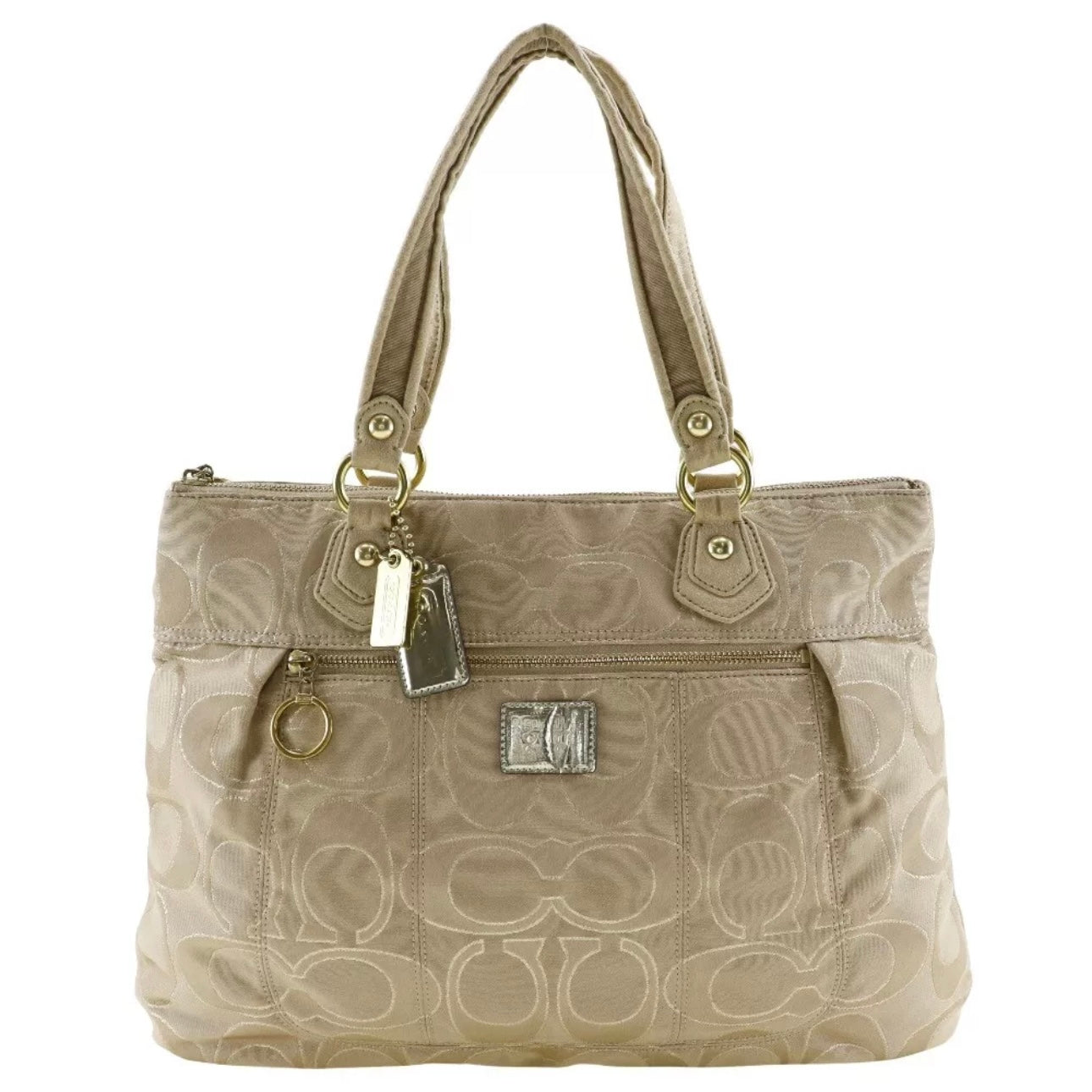 COACH Signature Tote Bag Poppy beige Satin