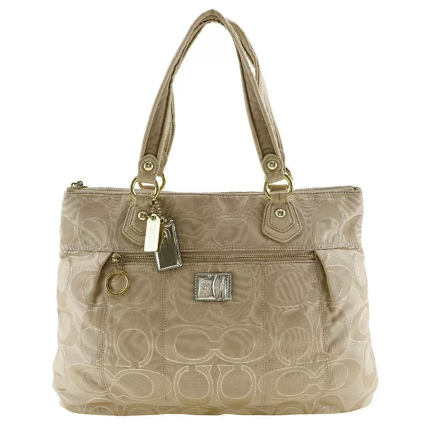 COACH Signature Tote Bag Poppy beige Satin