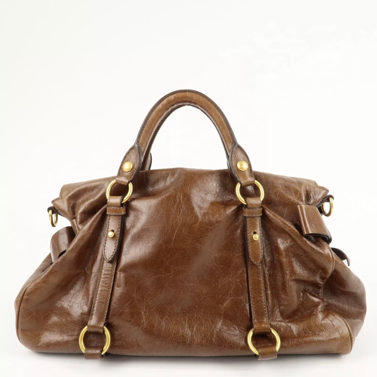 MIU MIU Leather 2Way Bag Shoulder Bag Crossbody Bag Brown