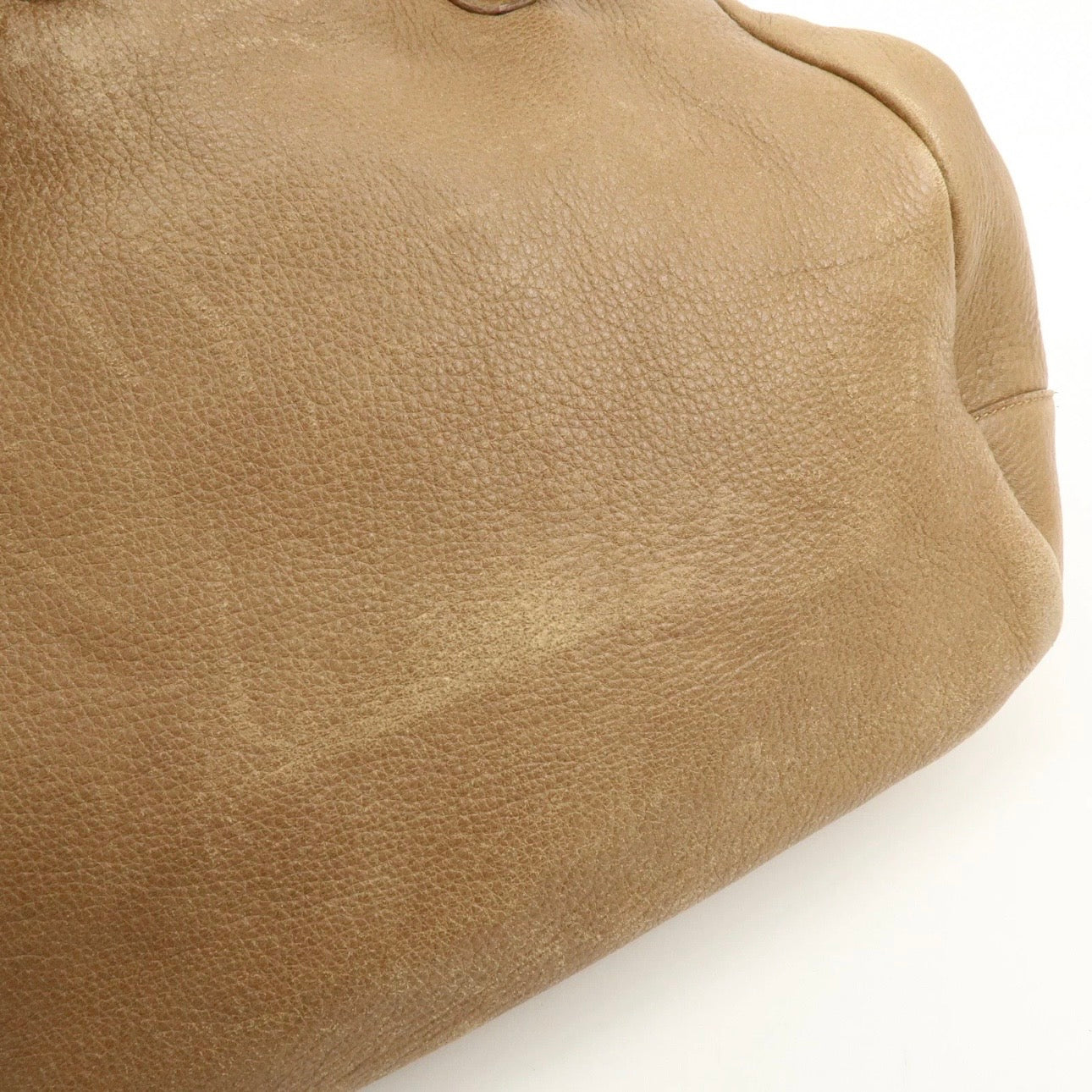 PRADA Leather Shoulder Bag Hand Bag Light Brown