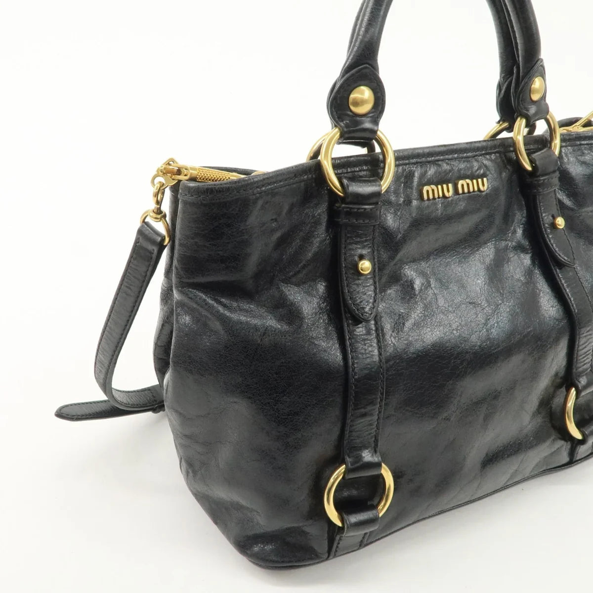 MIUMIU Leather Hand, crossbody Bag Black
