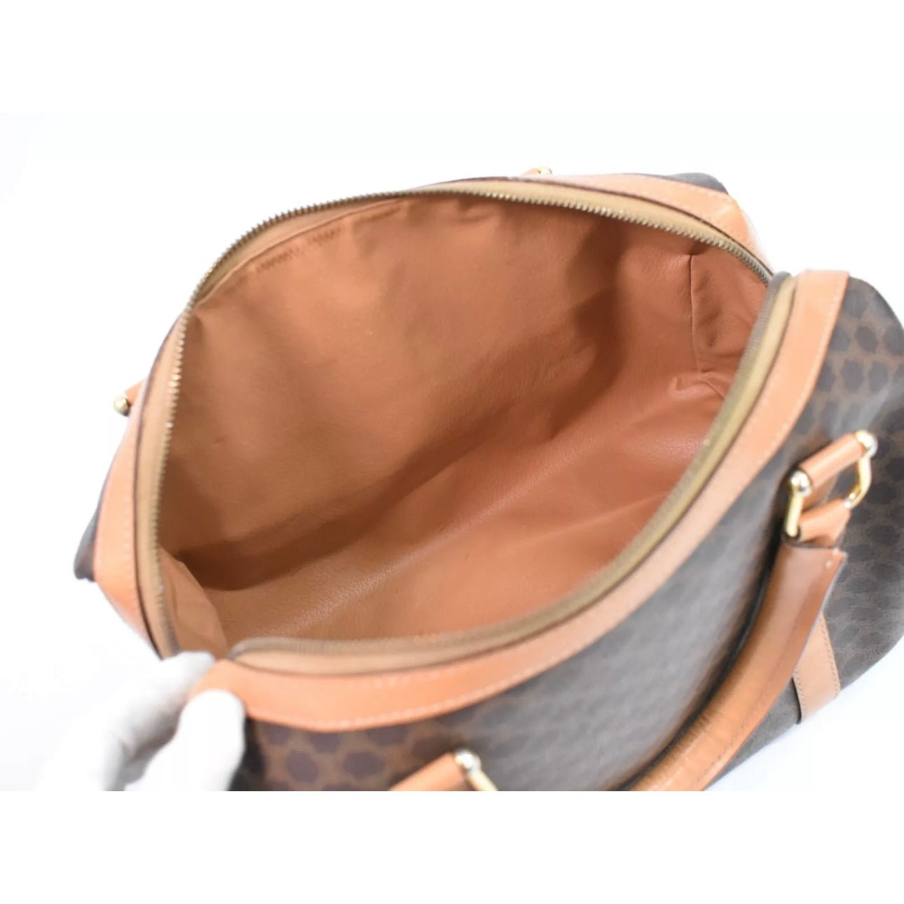 Celine Macadam PVC Boston Handbag Brown