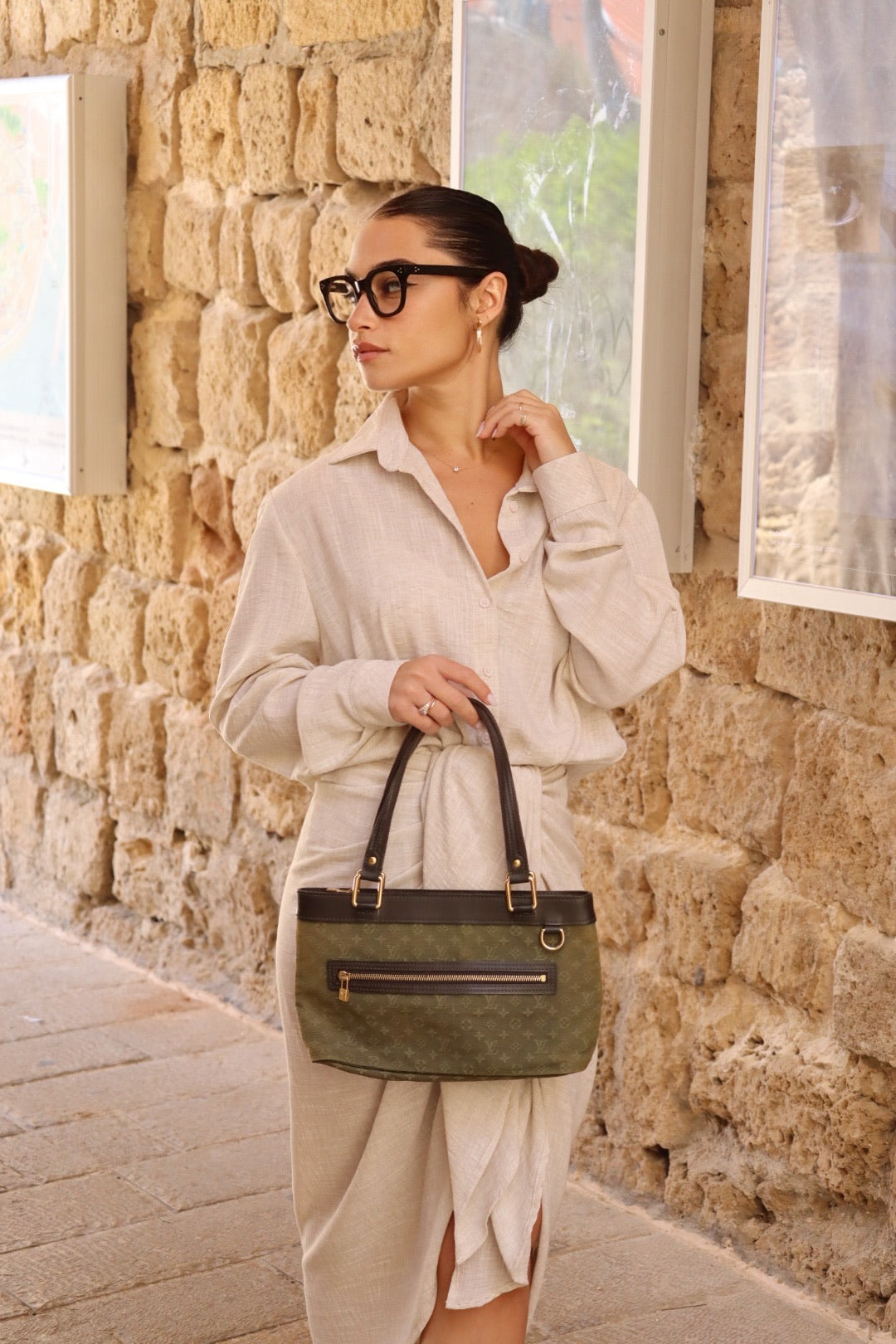 Louis Vuitton Monogram Mini Lucille PM Tote Bag - Khaki, Canvas