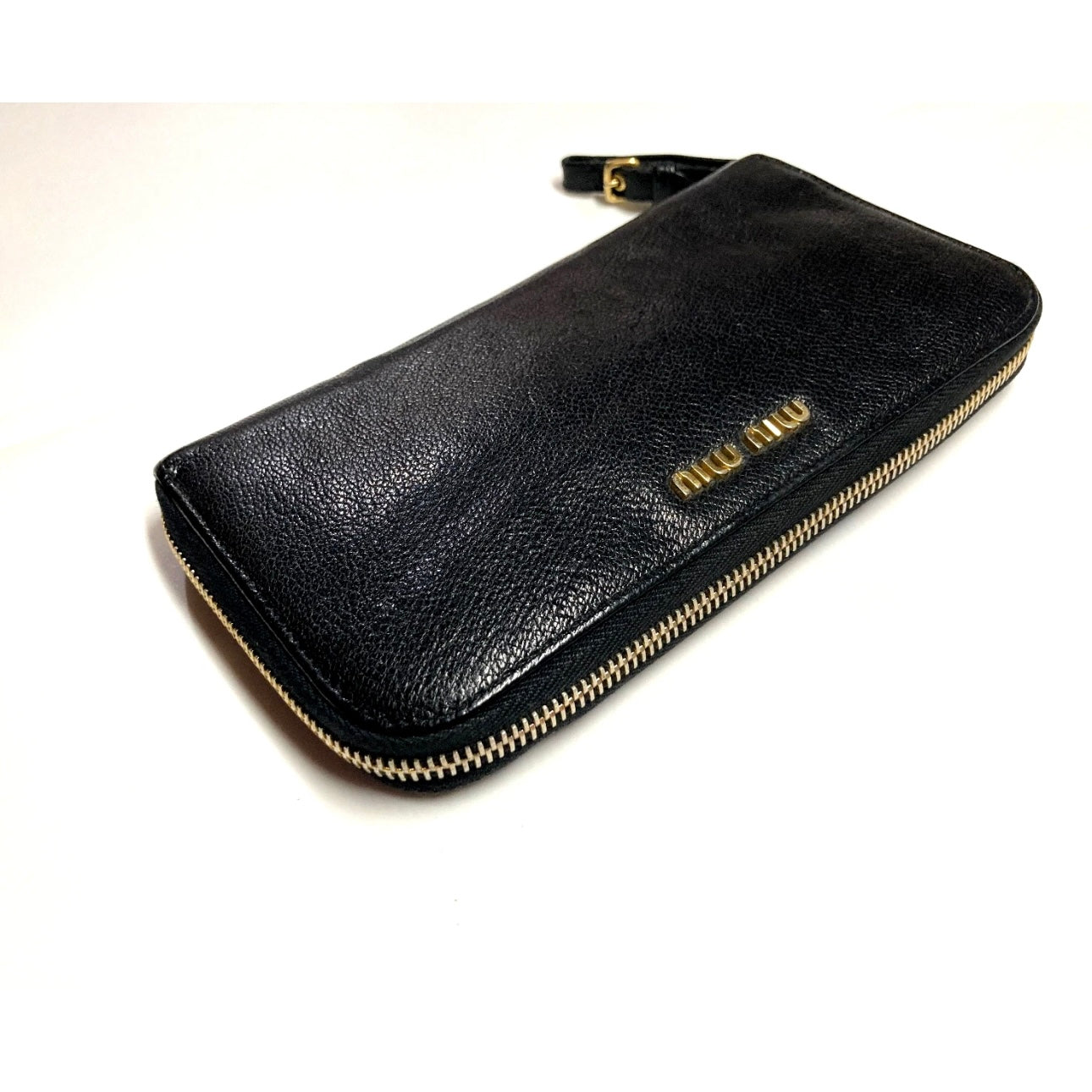 MIU MIU VINTAGE ZIP AROUND EMBOSSED LEATHER LONG WALLET