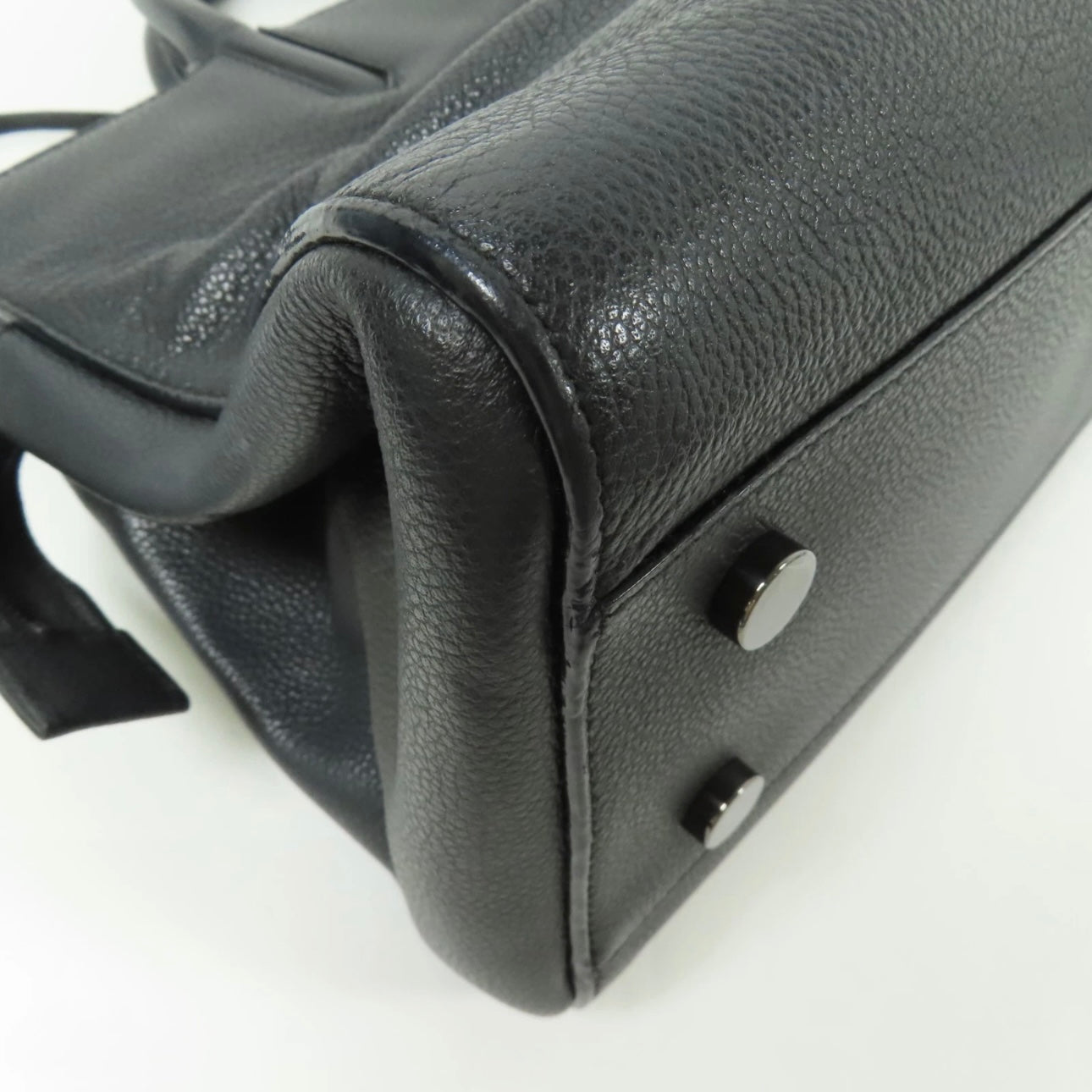 SAINT LAURENT YSL Cabas Rive Gauche 2way Shoulder Bag Calfskin Leather Black