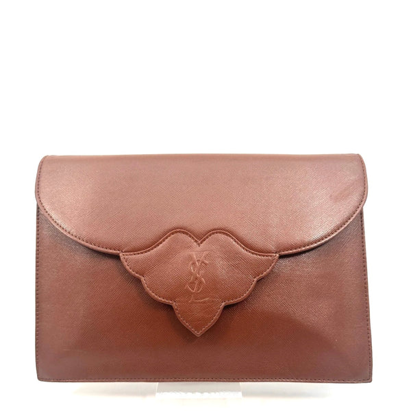 YVES SAINT LAURENT Vintage Clutch Hand Bag Leather 