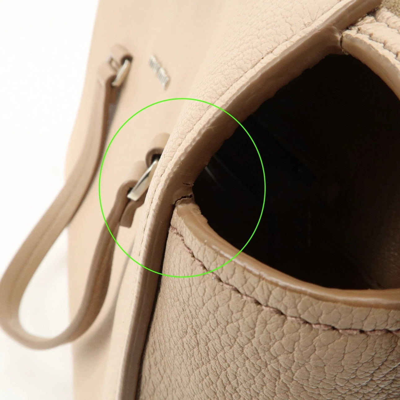 MIU MIU Leather 2Way Hand Bag Beige Pink Beige
