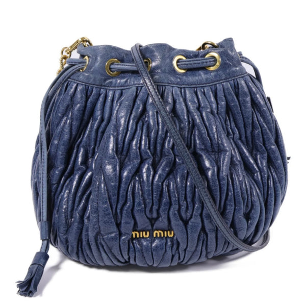 Miu Miu GHW Chain Shoulder Bag - Blue, Calfskin Leather 