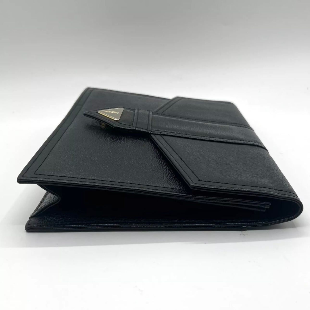 YVES SAINT LAURENT Clutch Bag Leather Black Vintage