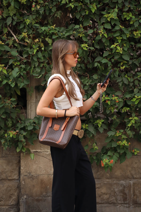 Celine Macadam Tote Bag - Brown, PVC, Leather