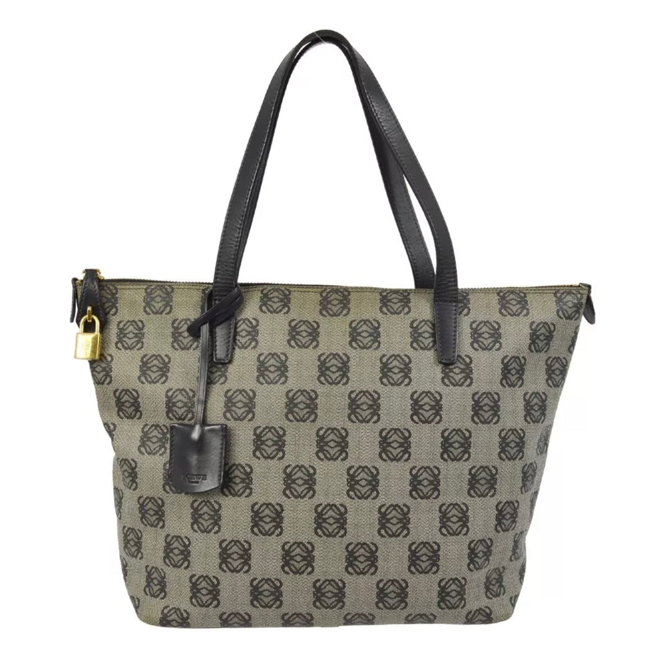 Black Gray PVC Tote Handbag