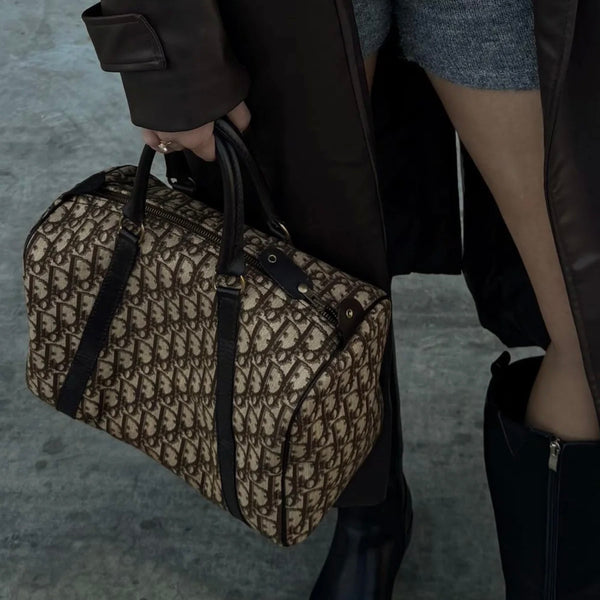 Dior Trotter Boston Handbag - Brown, Canvas Leather