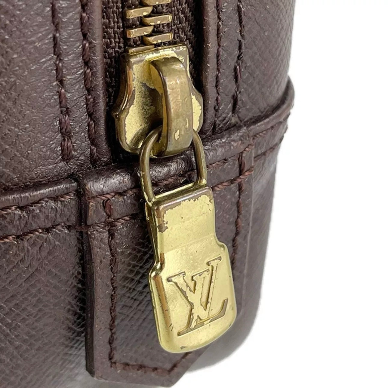 Louis Vuitton Damier Trousse Toilette Leather Coated Canvas Brown Pouch