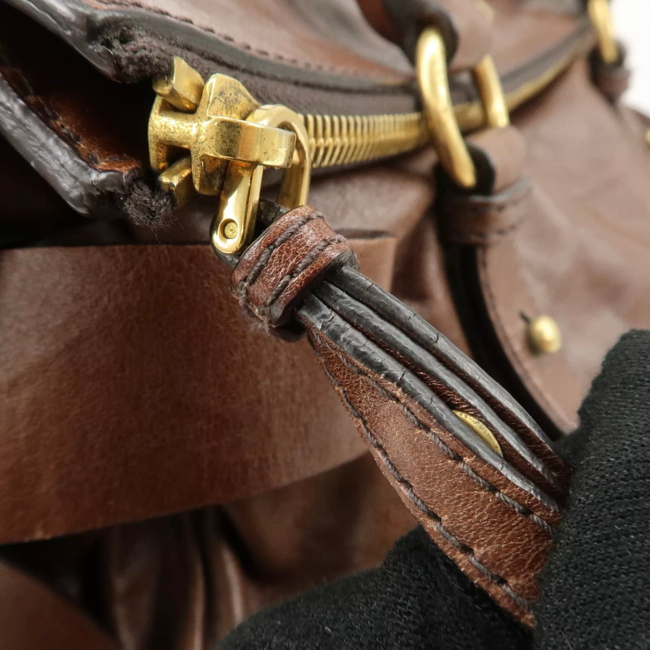 MIU MIU Leather Shoulder Bag Brown