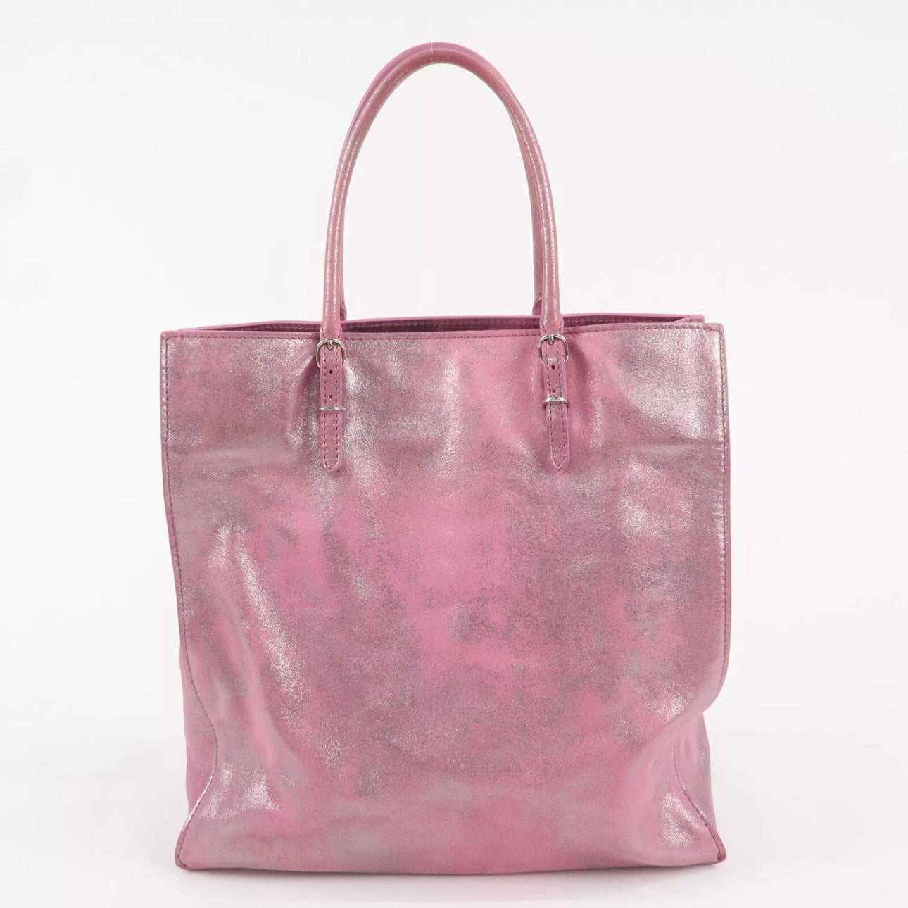 The Paper Leather Tote Bag Metallic Pink