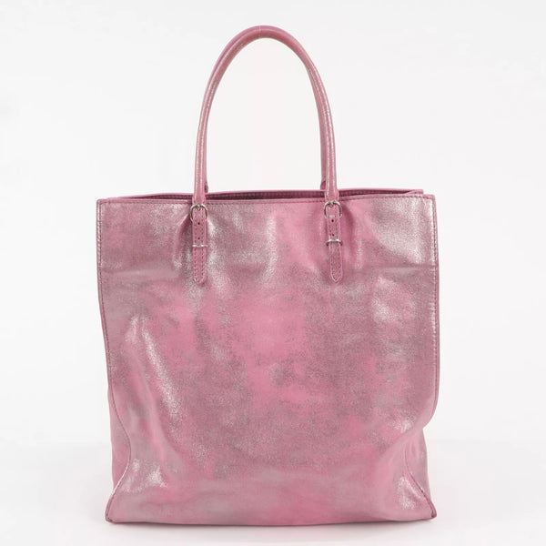 The Paper Leather Tote Bag Metallic Pink