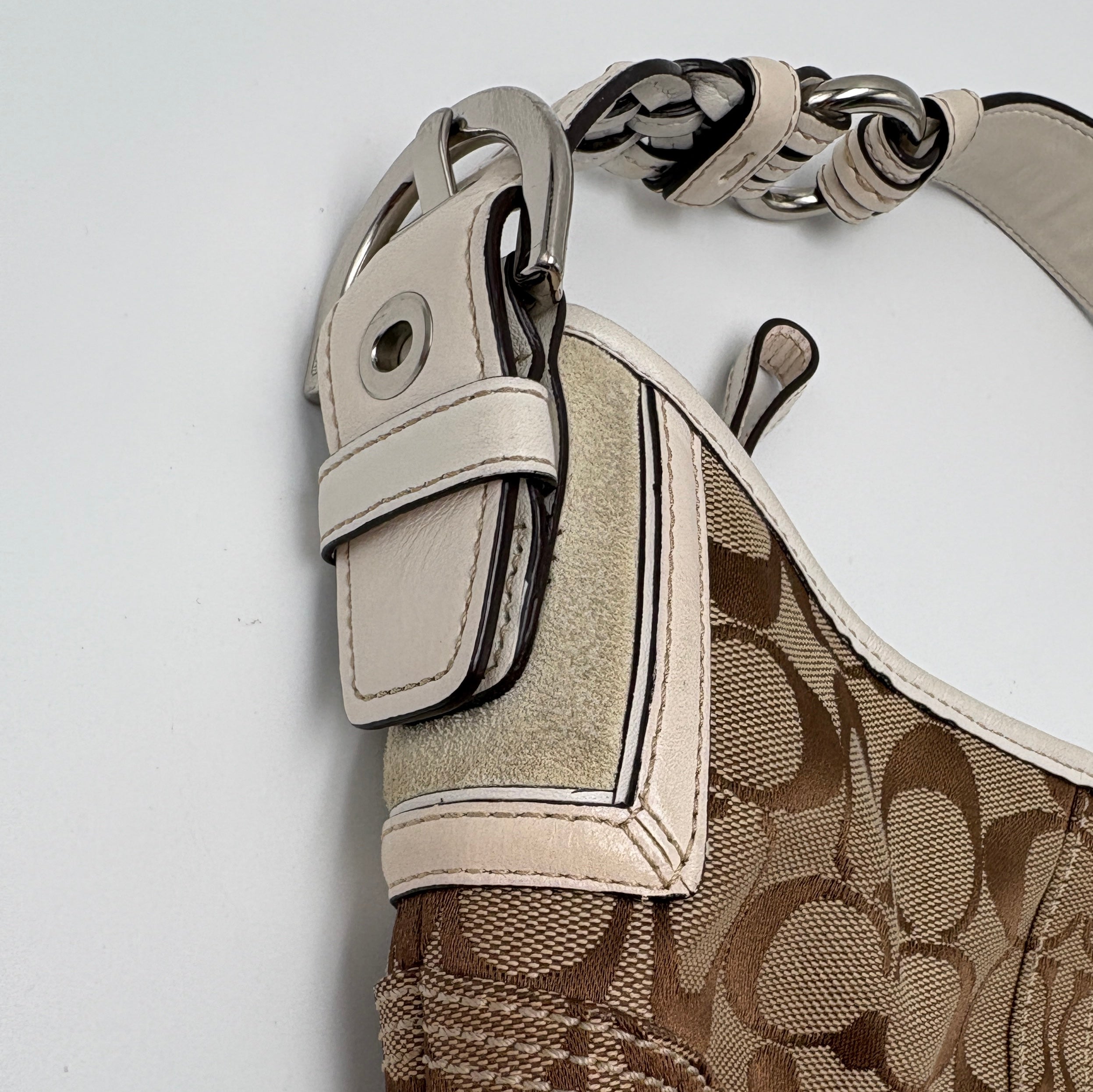 Coach Signature white hobo bag