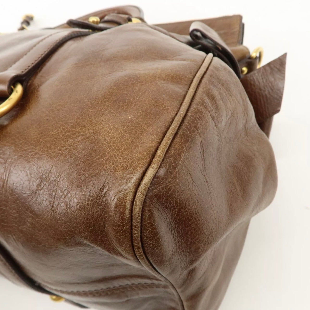MIU MIU Leather 2Way Bag Shoulder Bag Crossbody Bag Brown