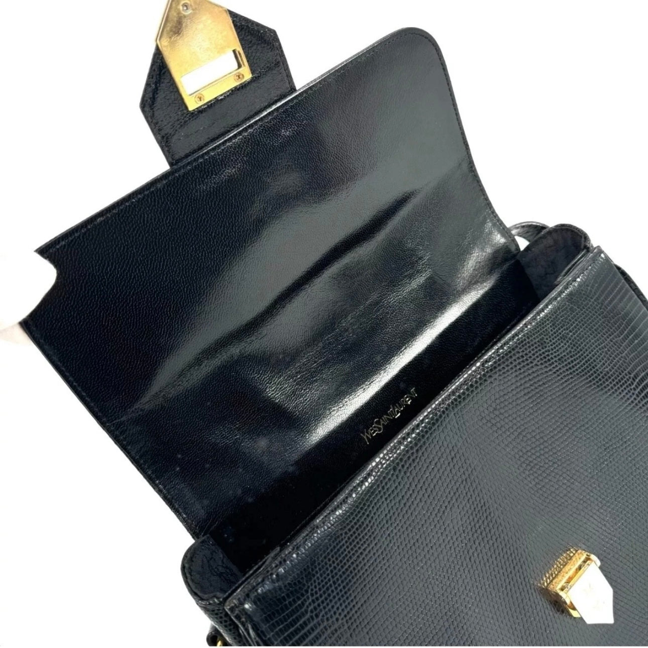 Yves Saint Laurent Shoulder Bag Leather Black Vintage YSL
