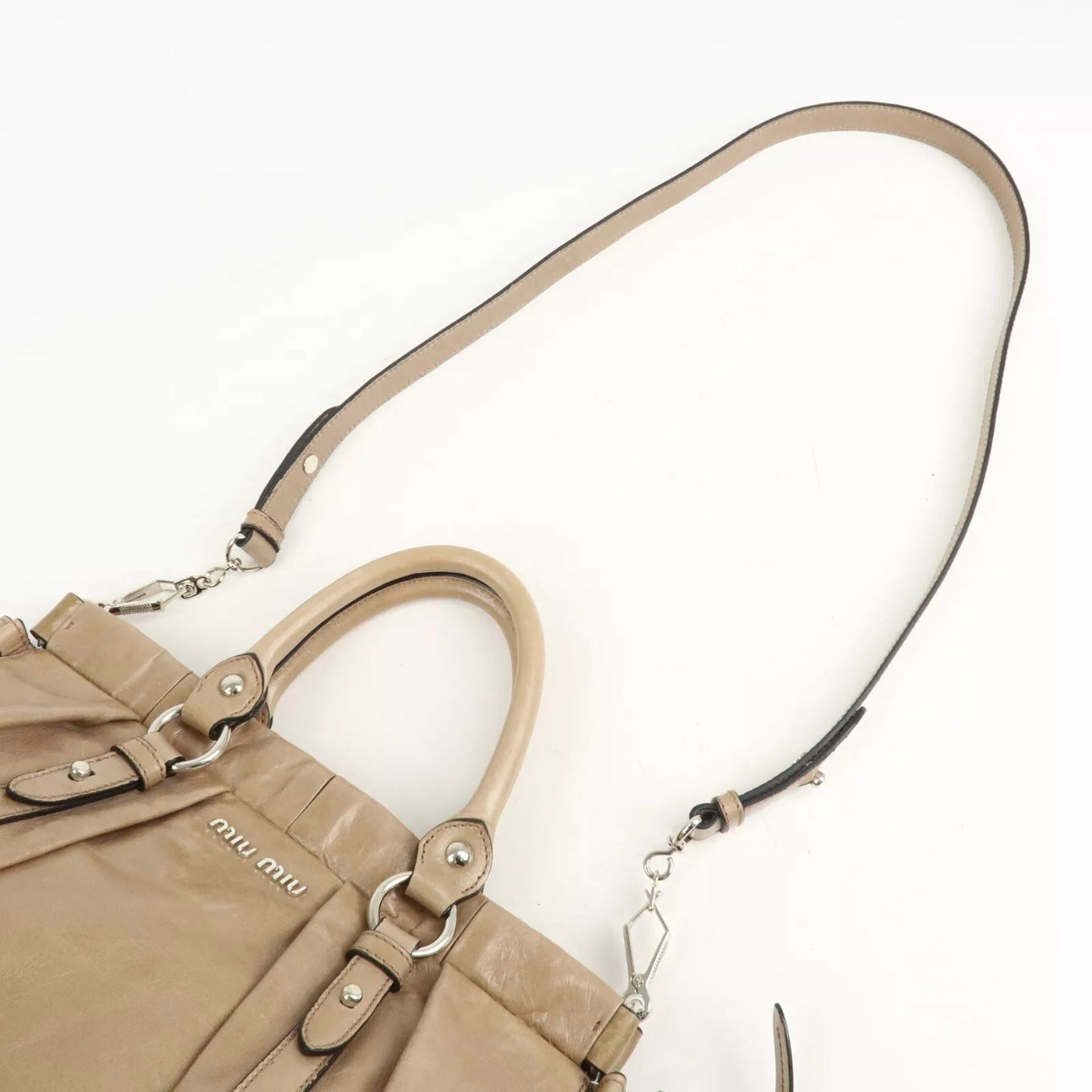 PRE ORDER! MIU MIU Leather Shoulder& Hand Bag Beige