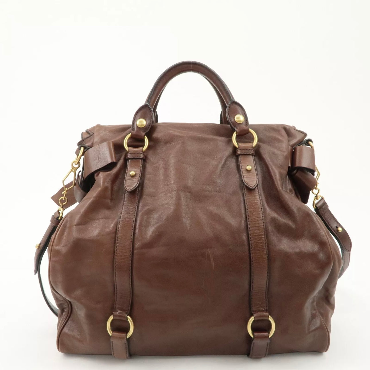 MIU MIU Leather Shoulder Bag Brown