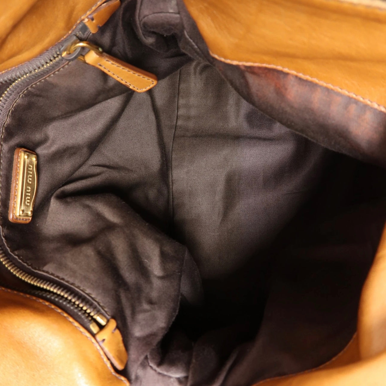 Miu Miu GHW 2 Way Shoulder Bag Calfskin Leather Brown
