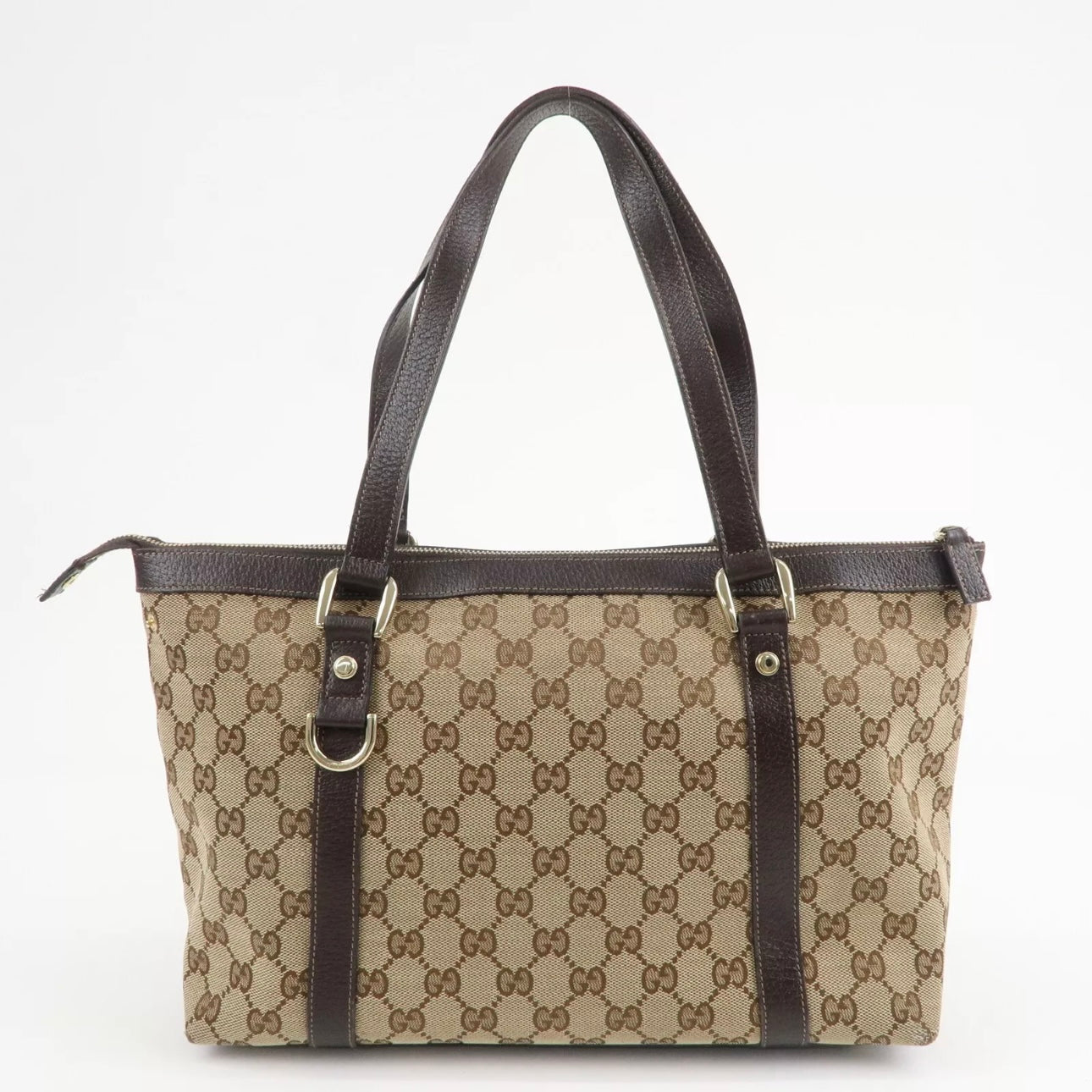 Gucci Abbey GG Canvas Leather Tote Bag