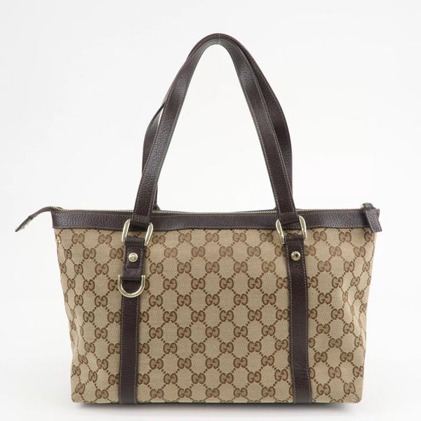 Gucci Abbey GG Canvas Leather Tote Bag