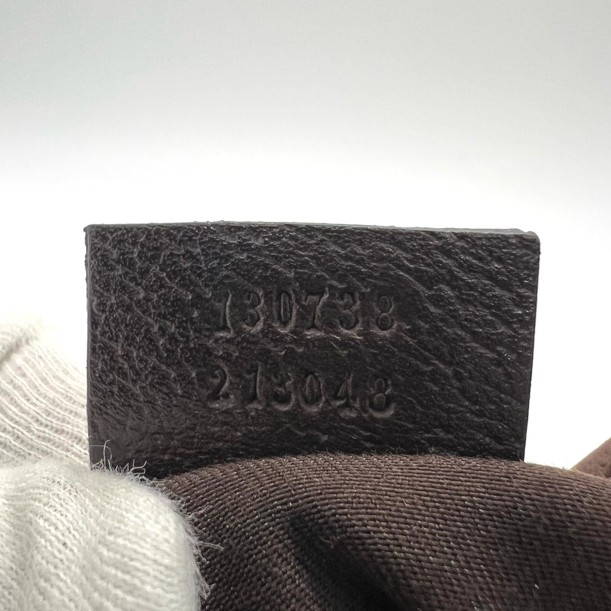 GUCCI ABBEY GG CANVAS LEATHER SHOULDER BAG