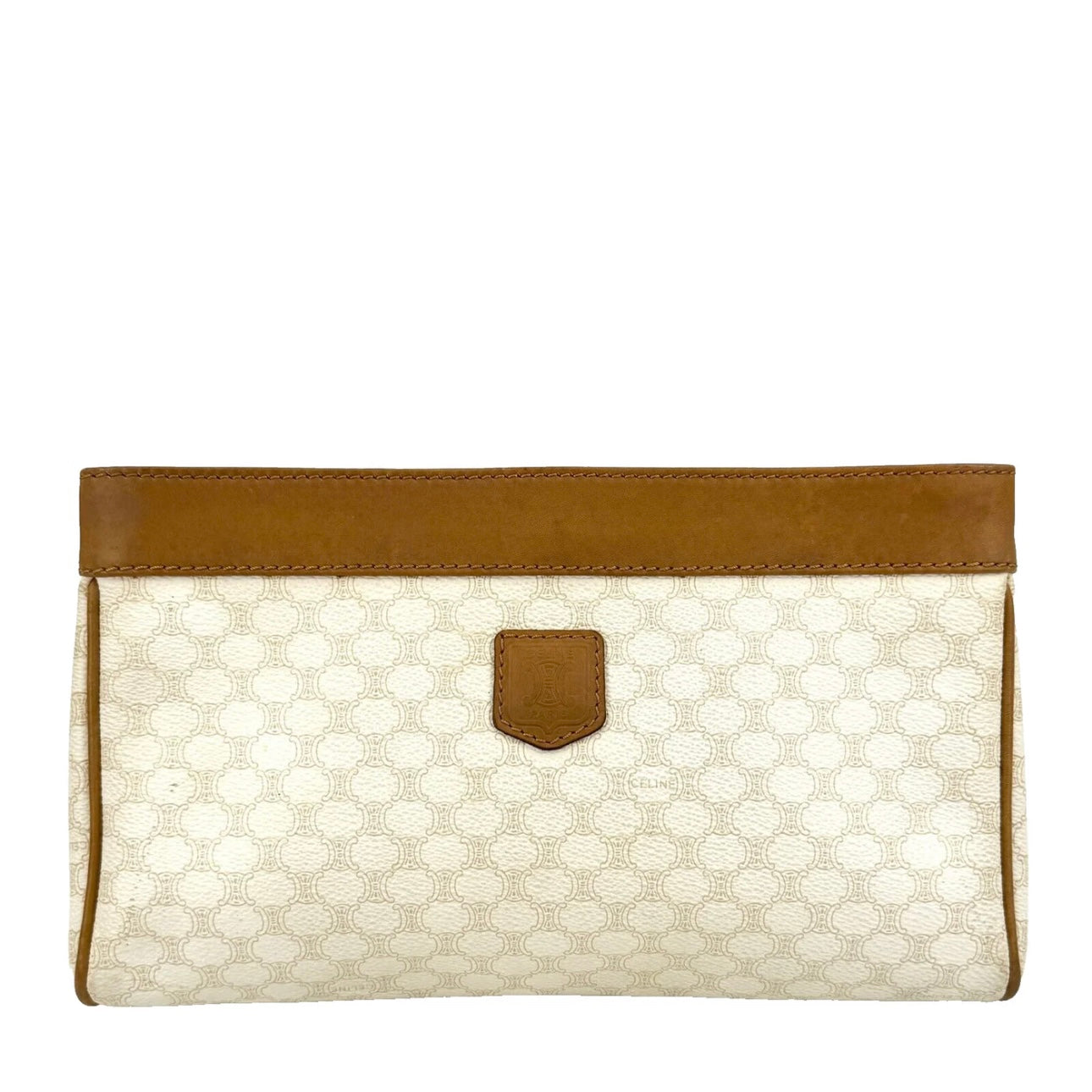 Celine Vintage Clutch Macadam PVC Ivory Leather