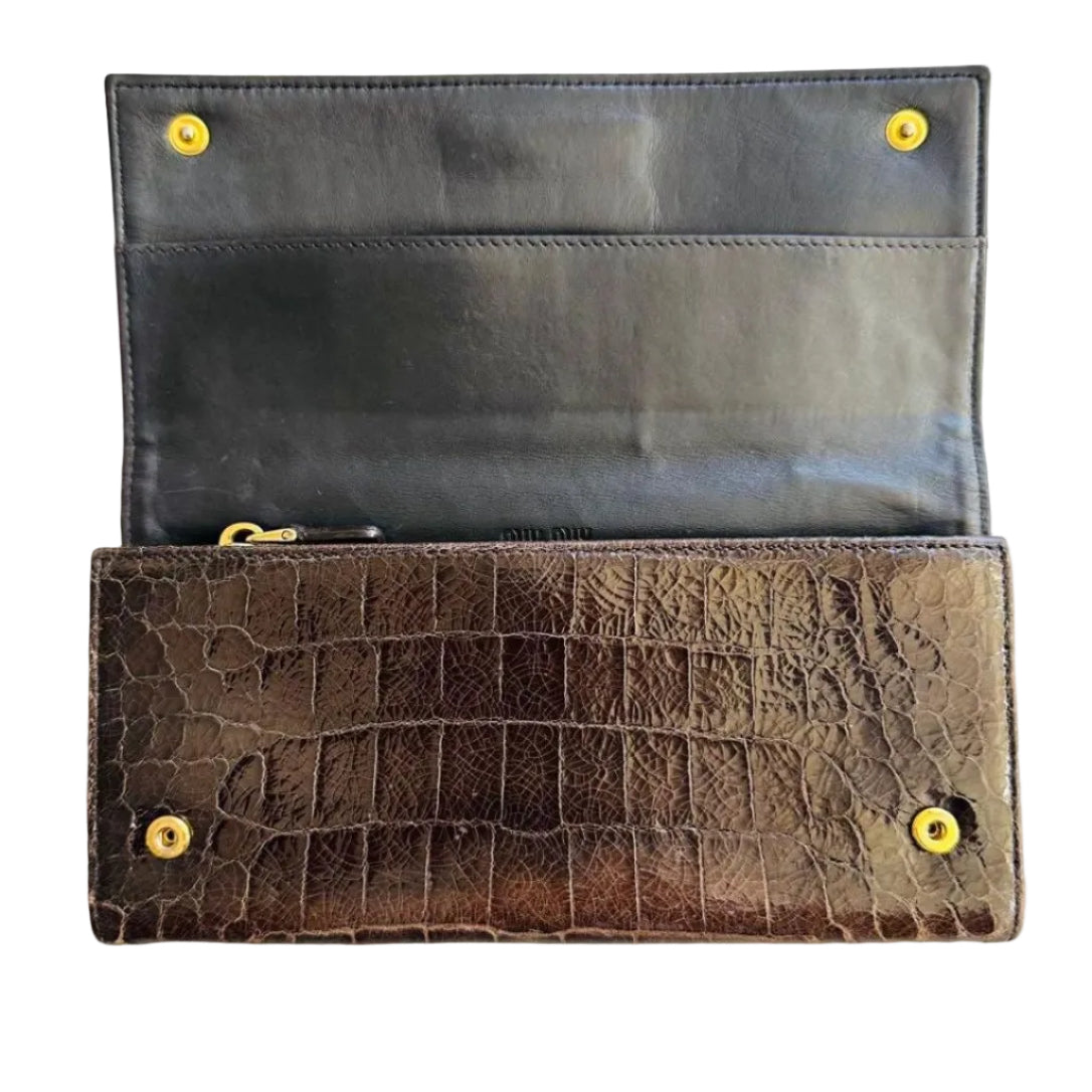 Miu Miu Brown Croco Wallet