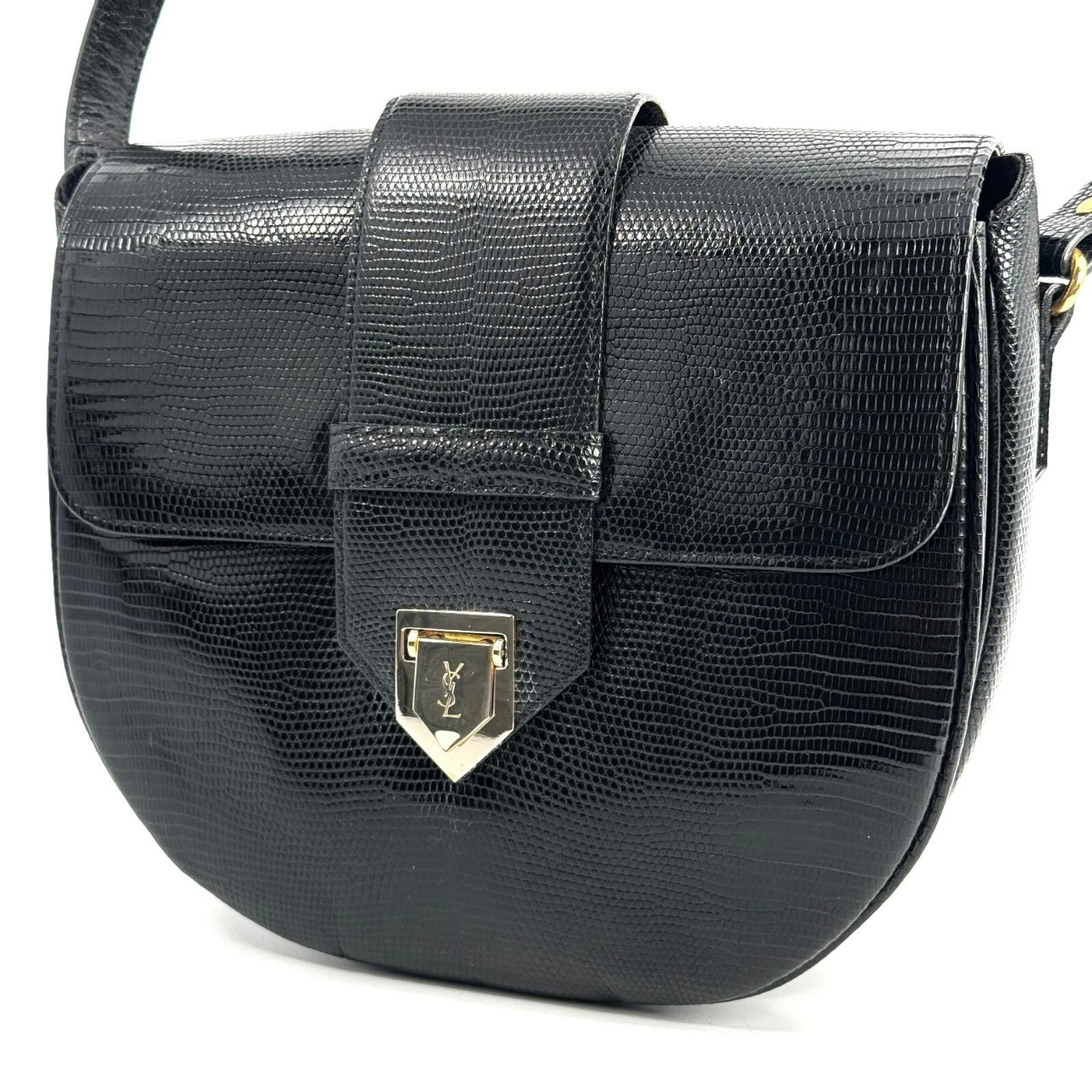 Yves Saint Laurent Shoulder Bag Leather Black Vintage YSL