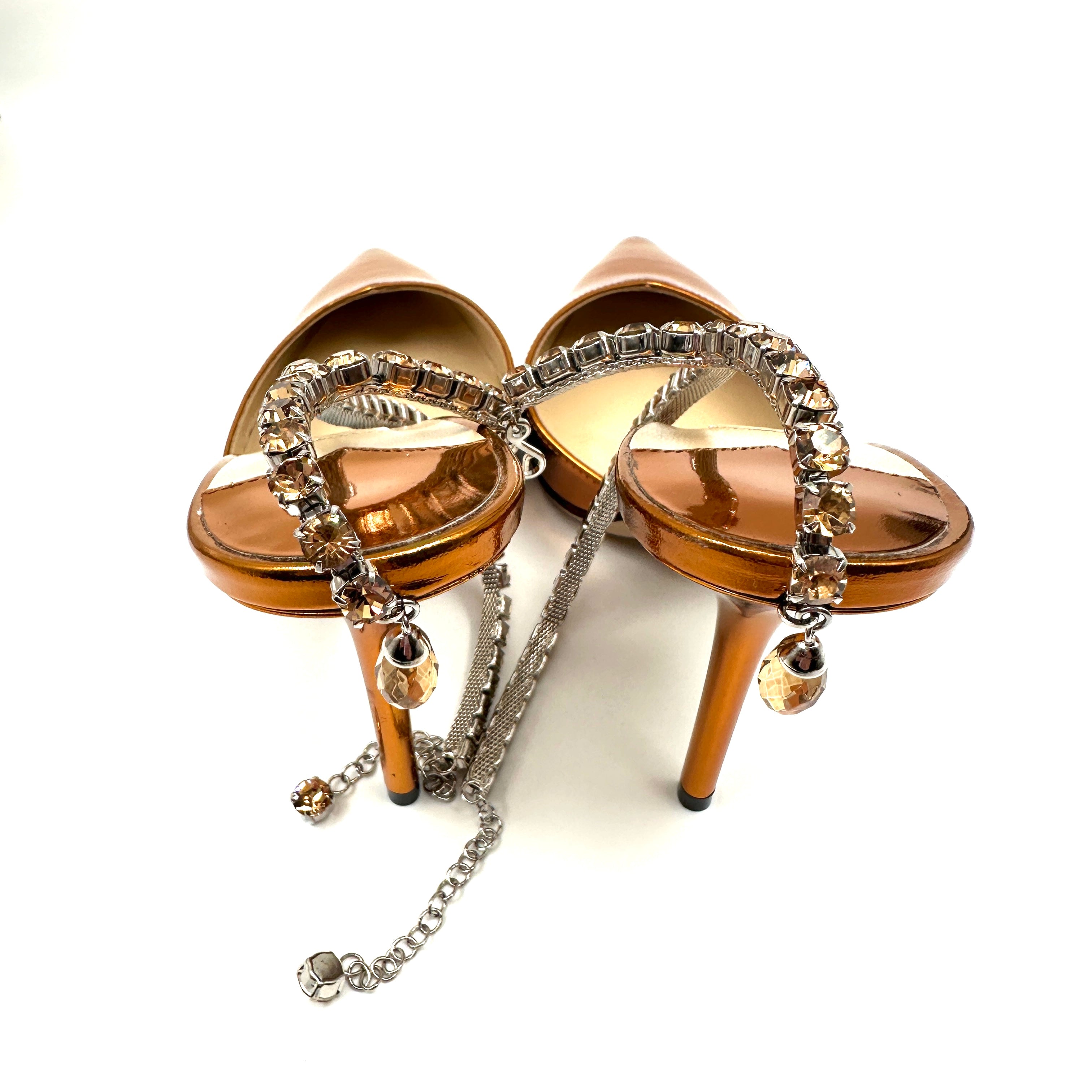 Liquid Metal leather crystal chain