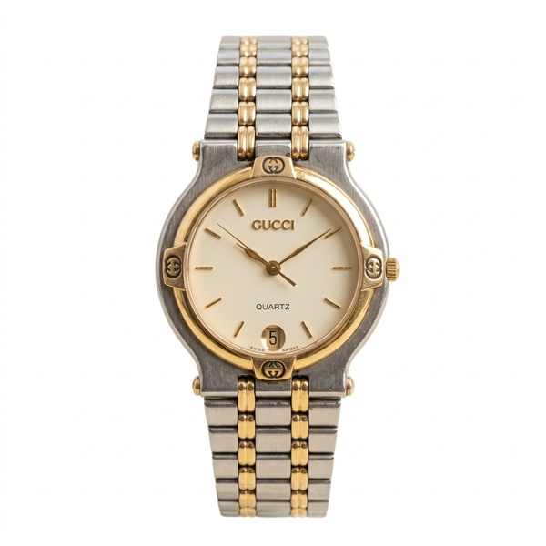 Vintage GUCCI 9000M Men's Quartz Watch Gold Dial Swiss Made