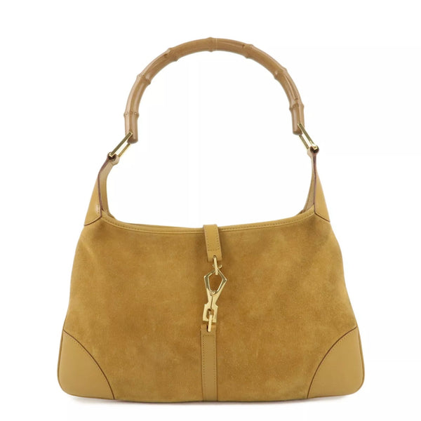 GUCCI Bamboo Suede Leather Shoulder Bag
