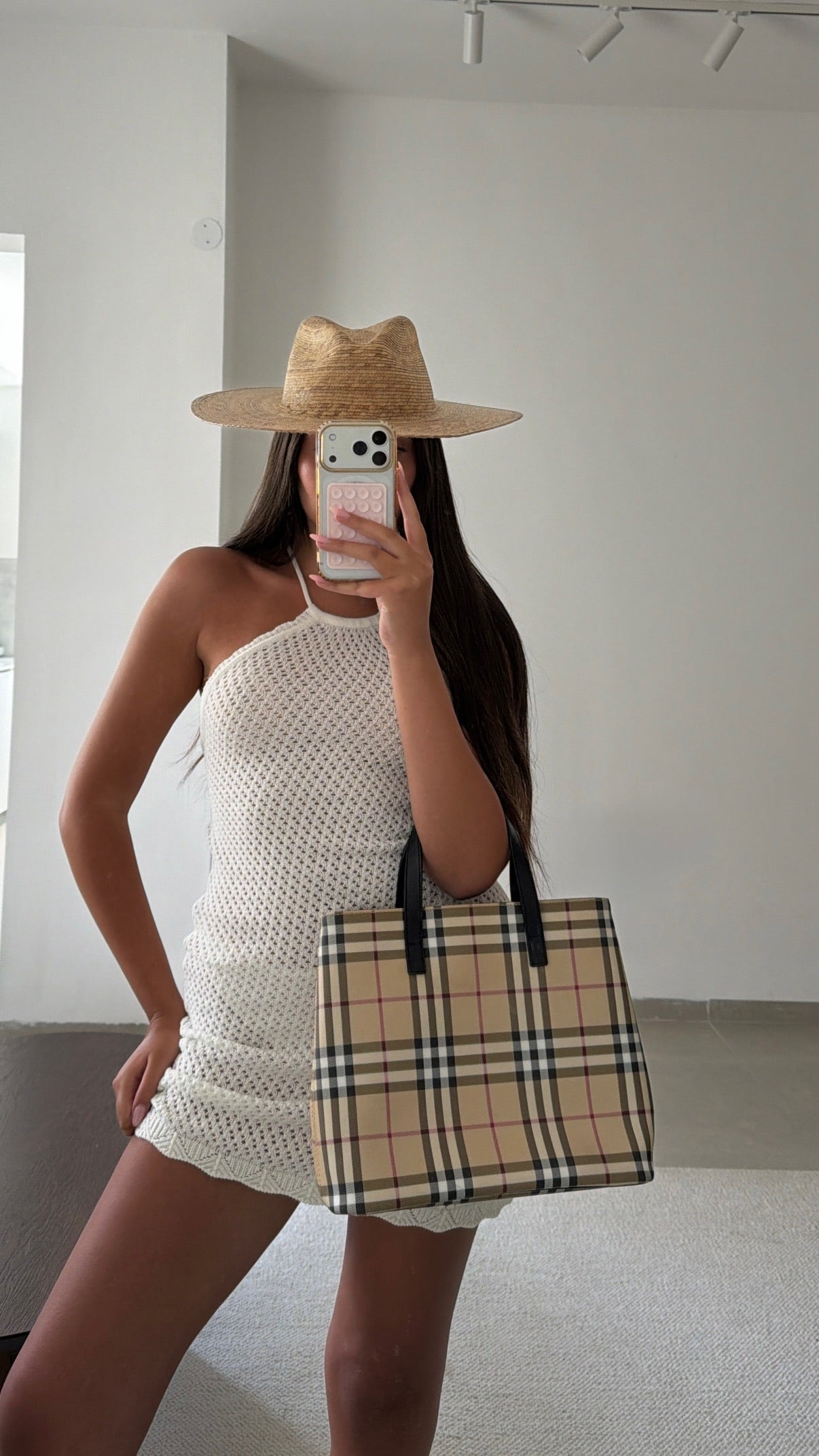 Burberry Tote Bag - Beige, Leather, PVC