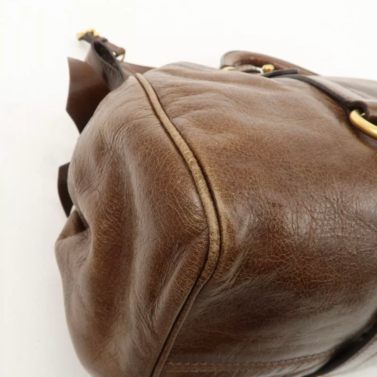 MIU MIU Leather 2Way Bag Shoulder Bag Crossbody Bag Brown
