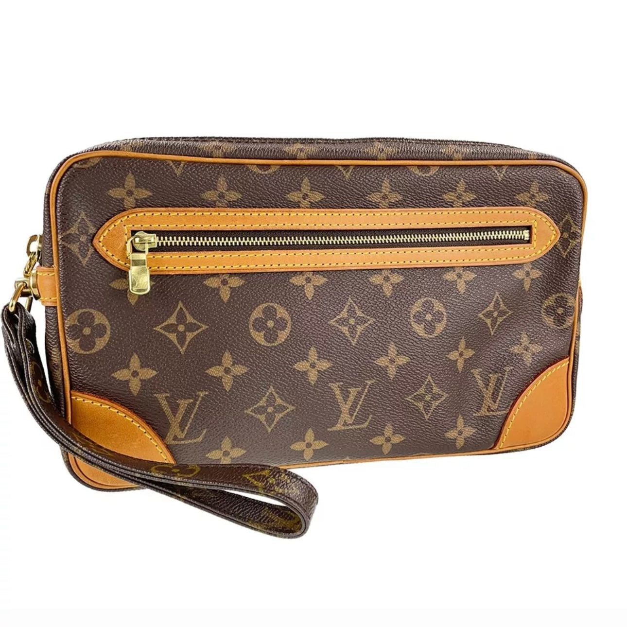 Monogram Marly Dragonne GM Leather Brown Clutch bag